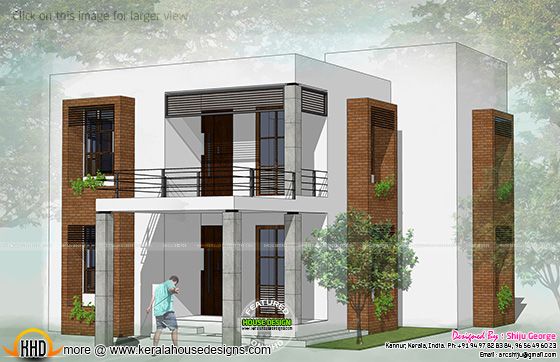 Flat roof house 2D drawing