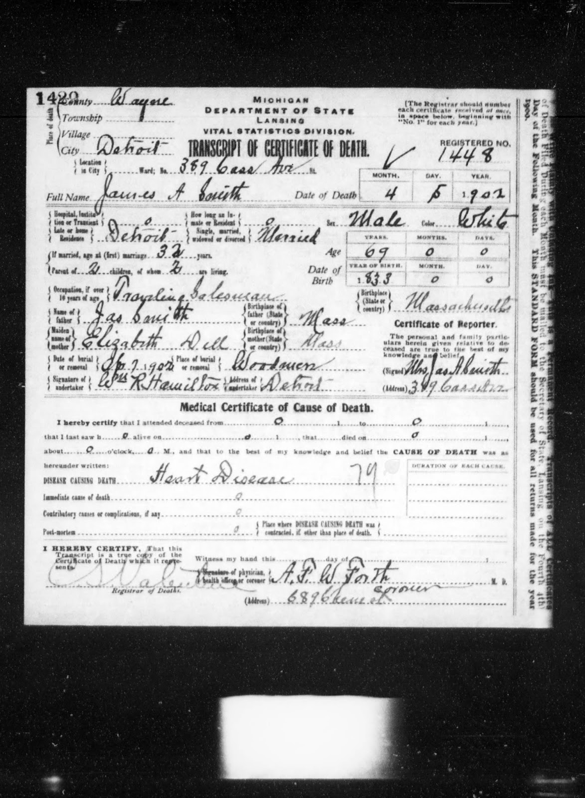 genea musings treasure chest tuesday james a smith sample of a birth certificate