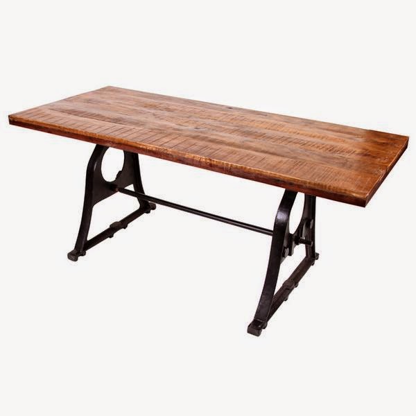 mesa pies de forja tablero madera rustico