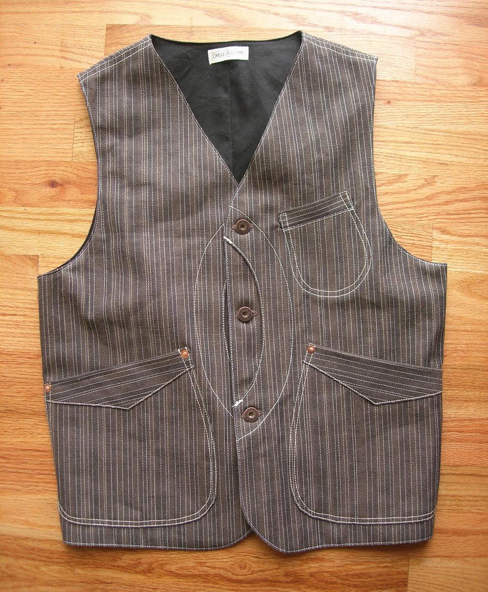 Russell's Shirts: Custom Forager Vest, Selvedge Herringbone Twill