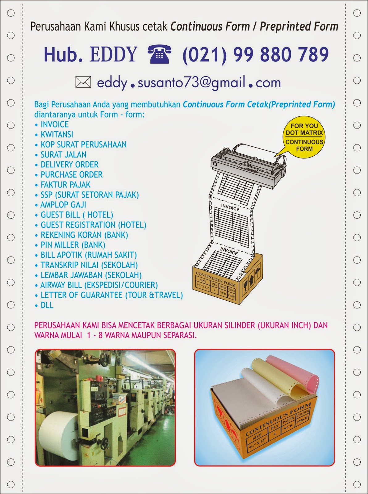 cetak continuous form