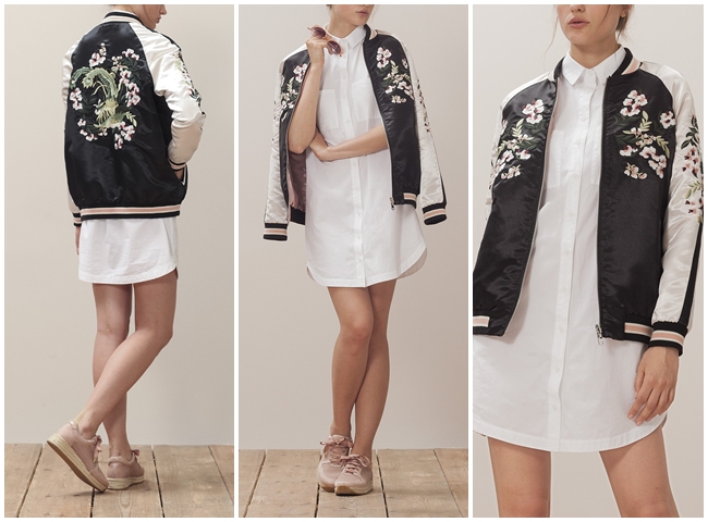 Stradivarius 2016 Spring Pink Embroided Sukajan Bomber Jacket Stradivarius兩面穿橫須賀外套