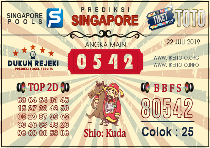 Prediksi Togel SINGAPORE TIKETTOTO 22 JULI 2019