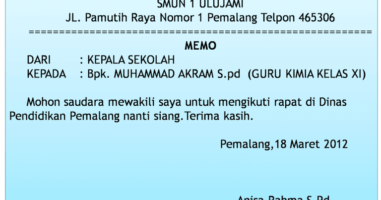 contoh memo resmi dan tidak resmi dlm bahasa inggris contoh memo resmi dan tidak resmi dlm bahasa inggris