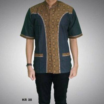  Baju Koko Batik Kombinasi Polos Lengan Panjang dan Pendek 