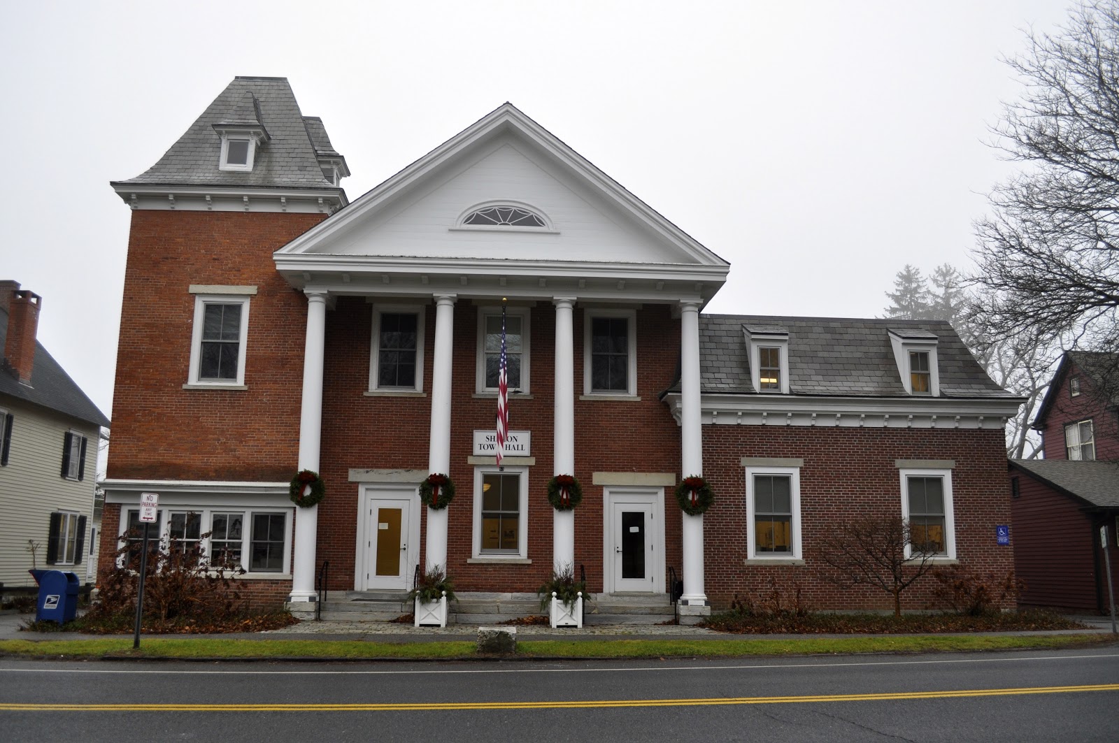 down country lanes Sharon Town Hall