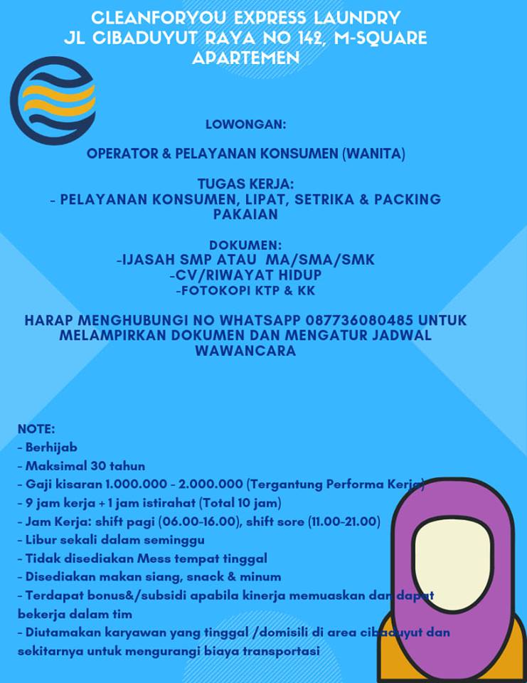 Lowongan Kerja Laundry Cibaduyut Bandung Lowongan Kerja Laundry Cibaduyut Bandung