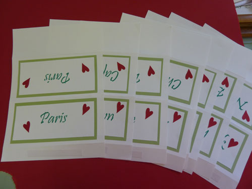 Table Name Cards for Weddings