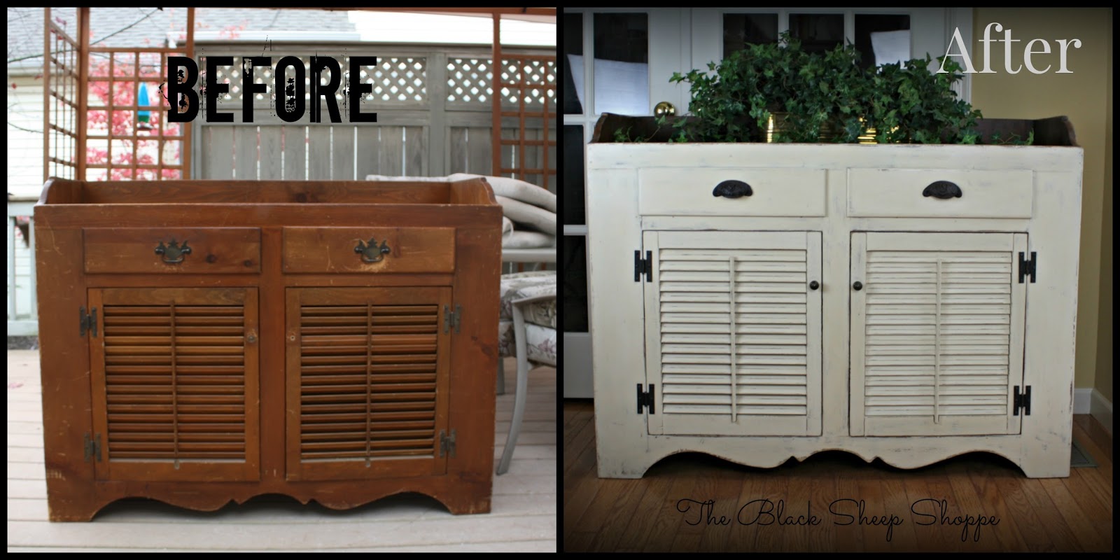 Vintage dry sink before and after. Vintage dry sink before and after.