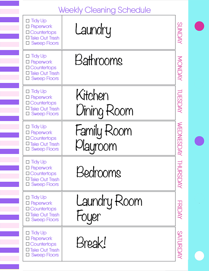 family cleaning schedule