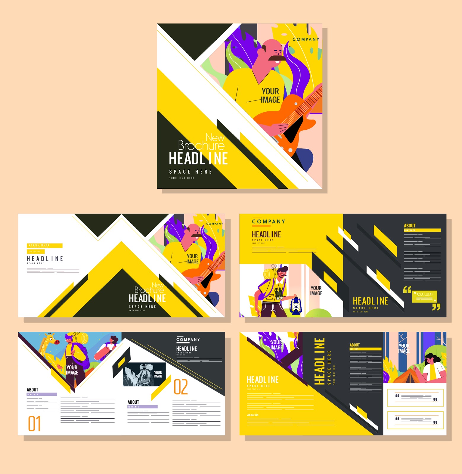 Creative Initials Ai Or Ia Triangular Shape Stock Vector