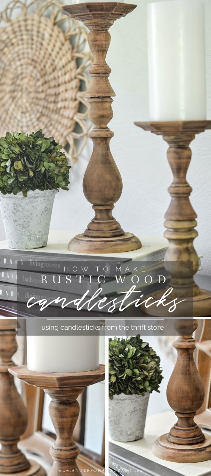 Easy DIY Rustic Wood Candlesticks ANDERSON+GRANT