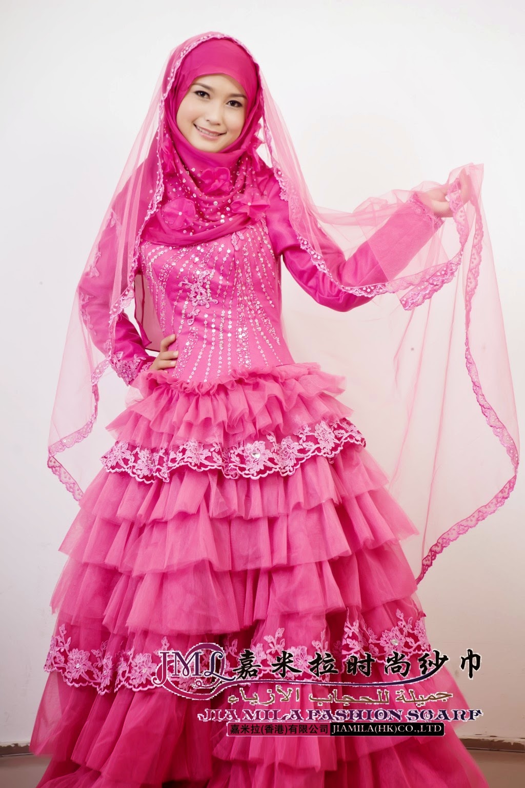 20 Contoh Model Baju Pengantin Muslim Pink Kumpulan 