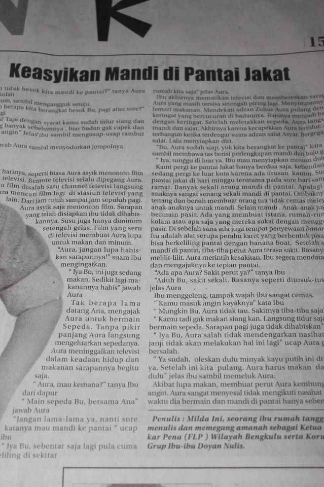 Cerita Anak (Cernak) dimuat di Harian Rakyat Bengkulu