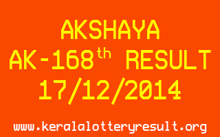 AKSHAYA Lottery AK-168 Result 17-12-2014