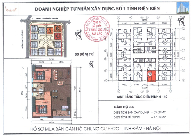 thiết kế căn hộ 34 HH2C Linh Đàm