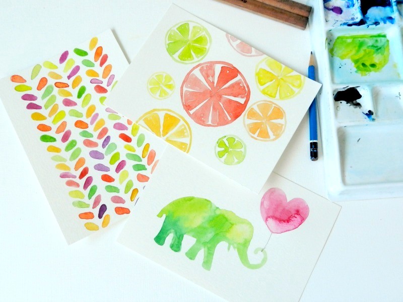 Original Watercolor Citrus, leaf, and elephant Paintings: Elise Engh- Grow Creative