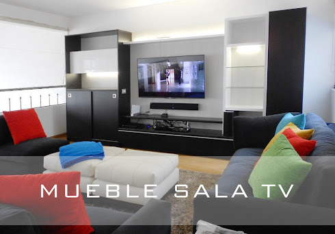 MUEBLE SALA TV EN MELAMINE COLOR WENGUE Y MARFIL
