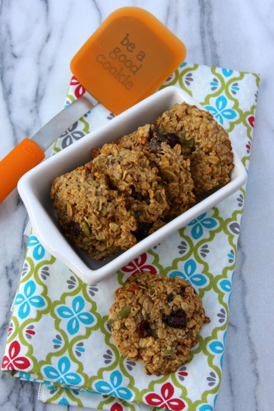 Breakfast cookies full of whole grains, nuts, seeds and dried fruit.