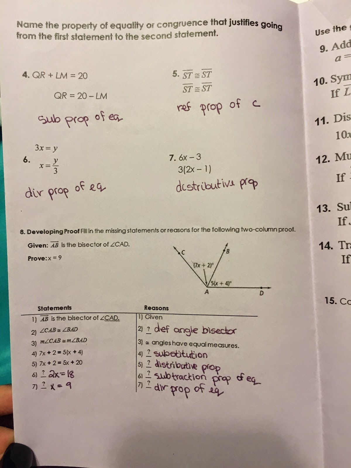 geometry unit 2 homework 7 answer key