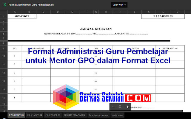 Format Administrasi Guru Pembelajar untuk Mentor GPO dalam Format Excel dan PDF Download Format Administrasi Guru Pembelajar untuk Mentor GPO dalam Format Excel dan PDF