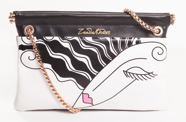 Textile Arts Now Zandra Rhodes Handbags From Opera Costumes To Printed Bags Clutches Zandra Rodges Zabdra Rodhes Black And White