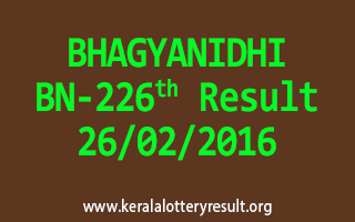BHAGYANIDHI BN 226 Lottery Result 26-02-2016