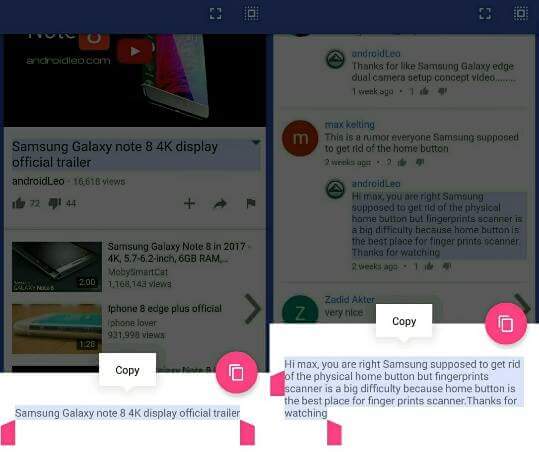 how to copy texts from any Android apps