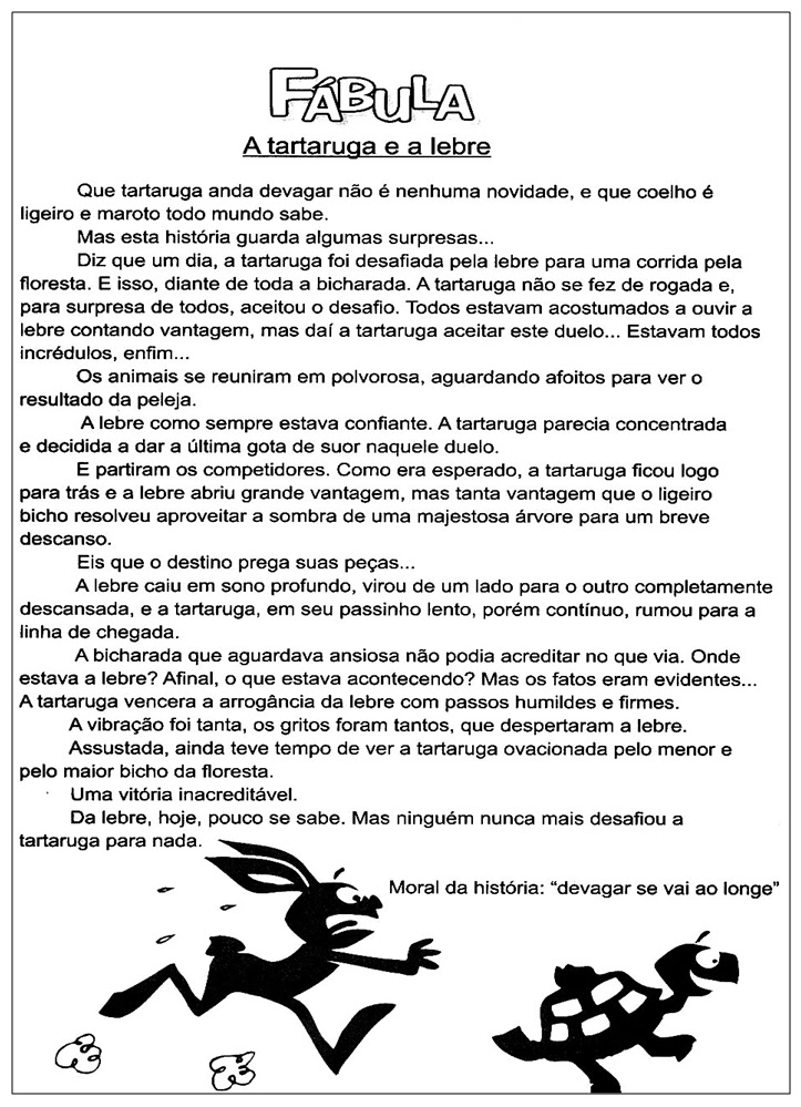 Rosearts Atividades para imprimir Fábula a tartaruga e a lebre Interpretação textual Rosearts Atividades para imprimir Fábula a tartaruga e a lebre Interpretação textual