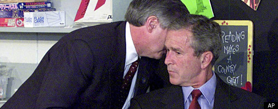 Cara do presidente Bush após saber do 11 de setembro