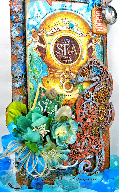 Steampunk Seahorse Tutorial by Kathy Clement, Product by Gypsy Soul Laser Cuts and Graphic 45 Voyage Beneath the Sea Photo 2