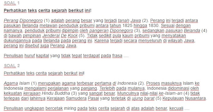 Contoh Soal Menyunting Bahasa Teks Cerita Sejarah ezy blog