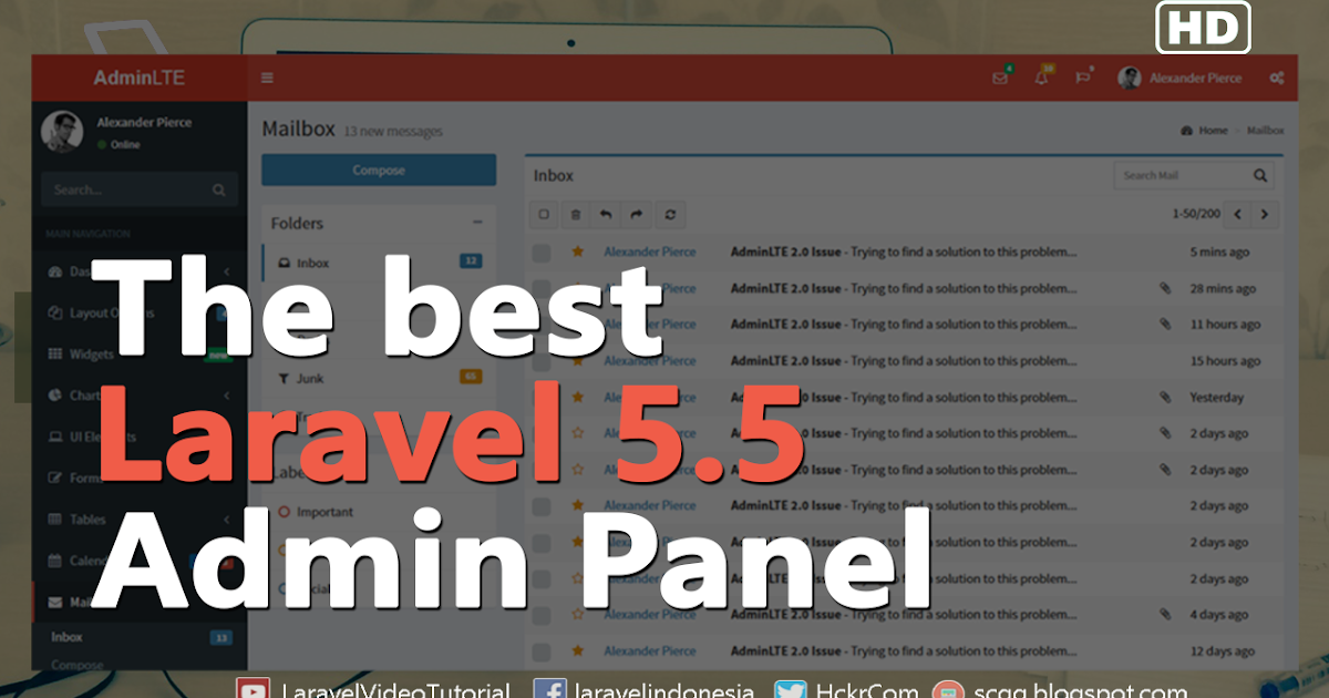 Laravel 5.5 Tutorial : Create Admin Panel using AdminLTE Bootstrap ...
