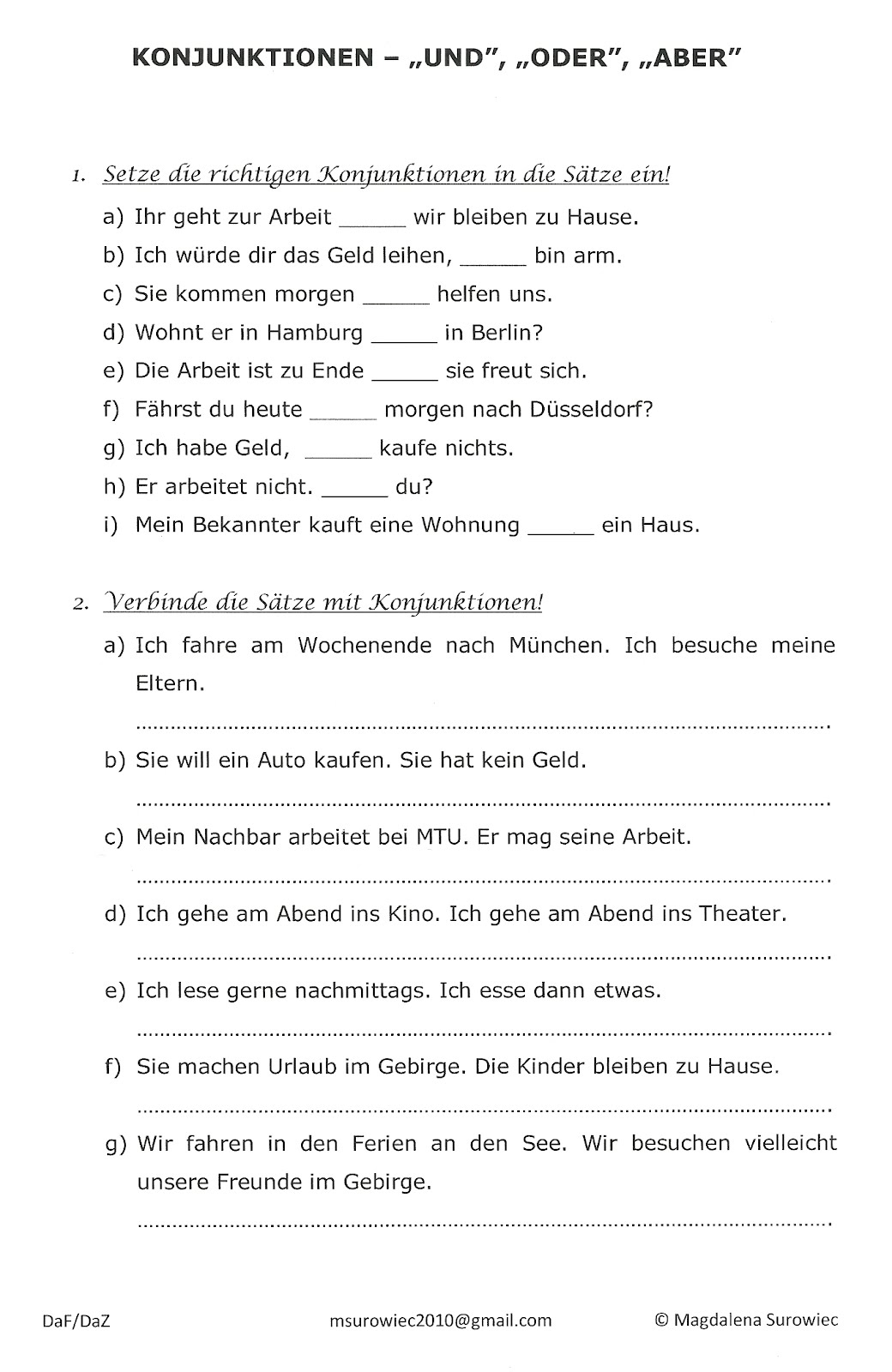 "Aspekte der Germanistik" Die Konjunktionen "und", "oder" und "aber"