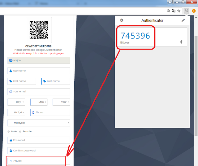 Copy Kode yang ditampilkan oleh Google Authenticor ke kolom 2FA Code Copy Kode yang ditampilkan oleh Google Authenticor ke kolom 2FA Code