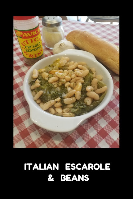 Italian Escarole and Beans Italian Escarole & Beans is a thick stew like soup that is over Italian day old bread. Also called greens and beans.