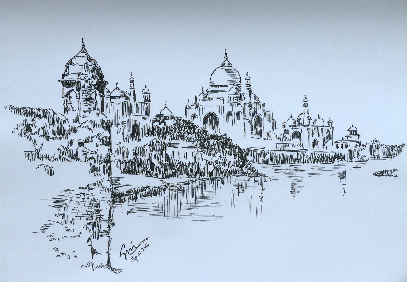 My Drawing Process How I Drew The Taj Mahal  Freya Niamh Design