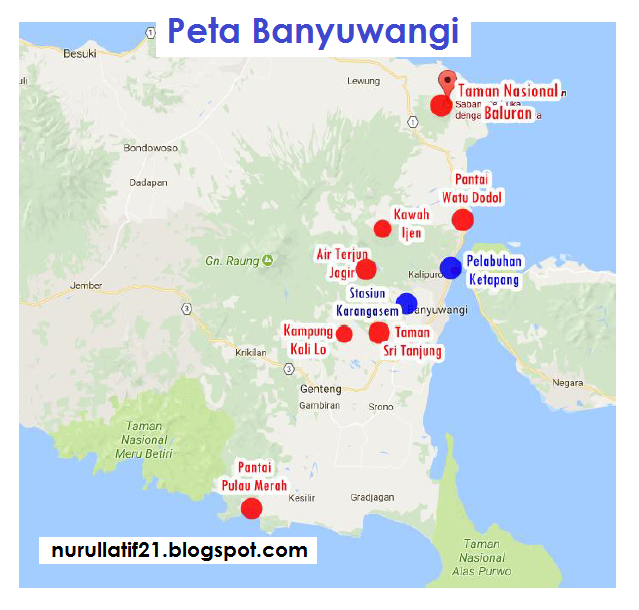 banyuwangi regency tourism map