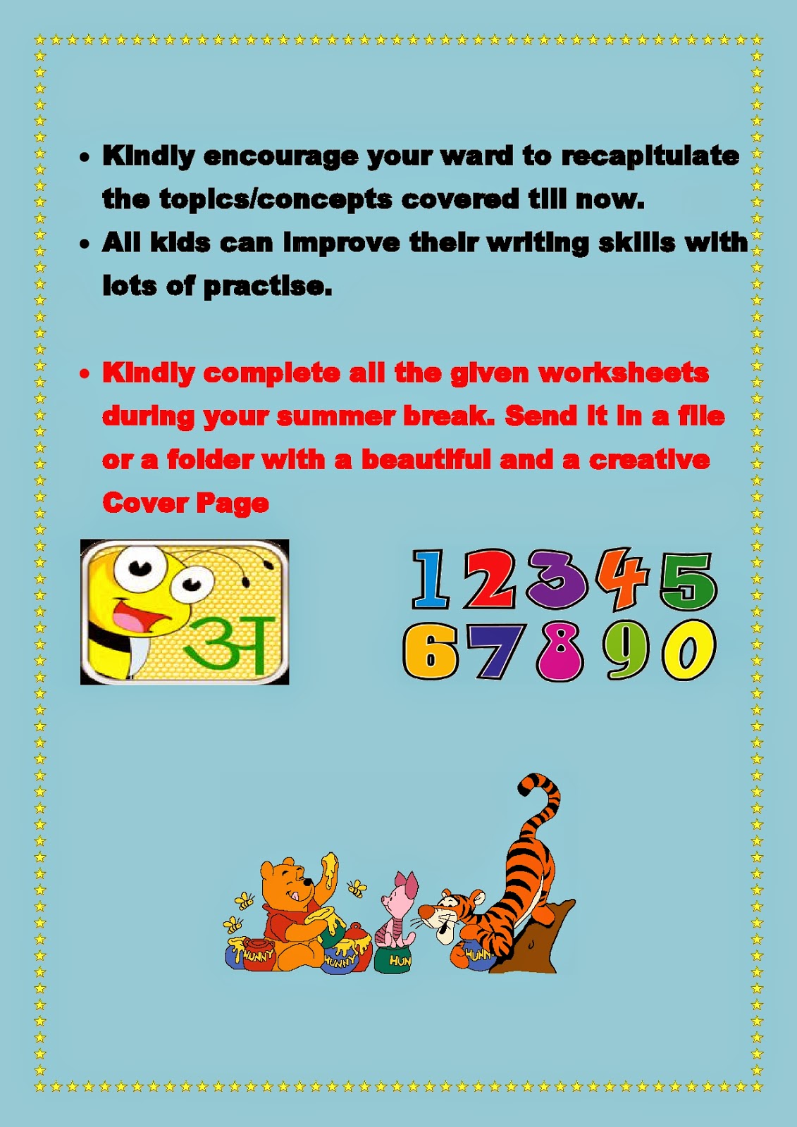 Holiday homework kg image