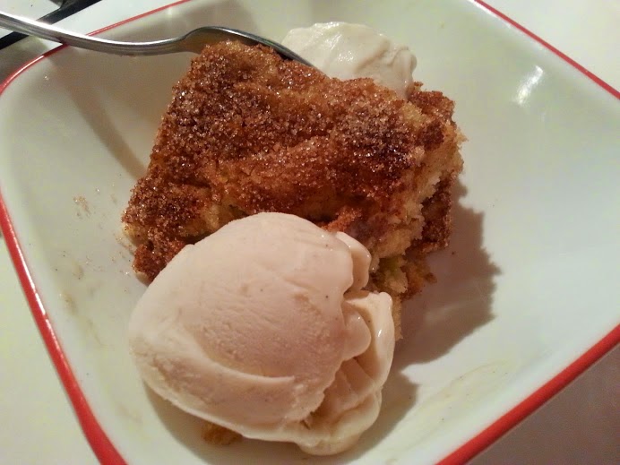 Coconut Vanilla Ice Cream with Verna's Rhubarb Cake