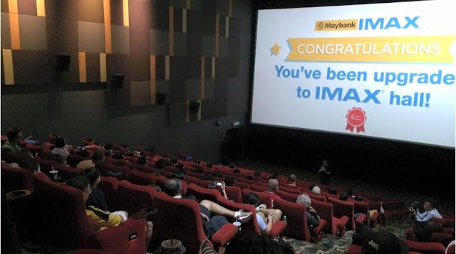 Customers at standard hall being upgraded to TGV Cinemas MAYBANK IMAX hall. tgv surprise imax upgrade batman v superman