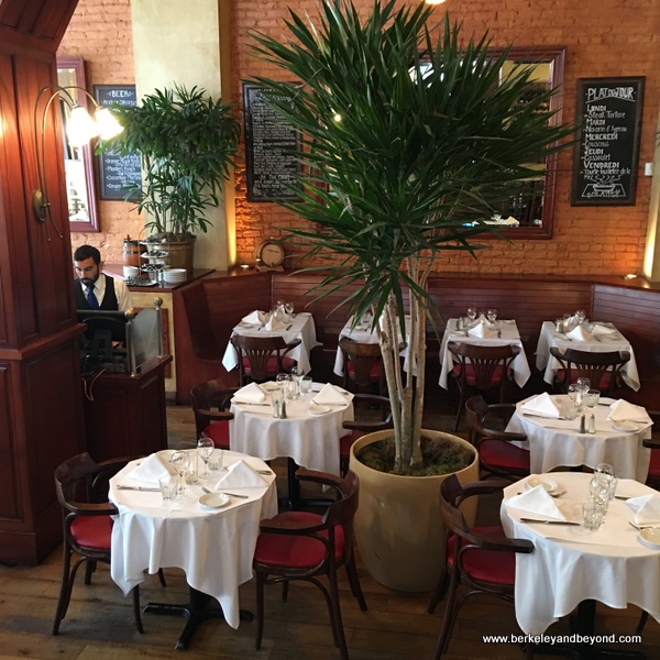 sunken dining room at Cafe de la Presse in San Francisco, California sunken dining room at Cafe de la Presse in San Francisco, California