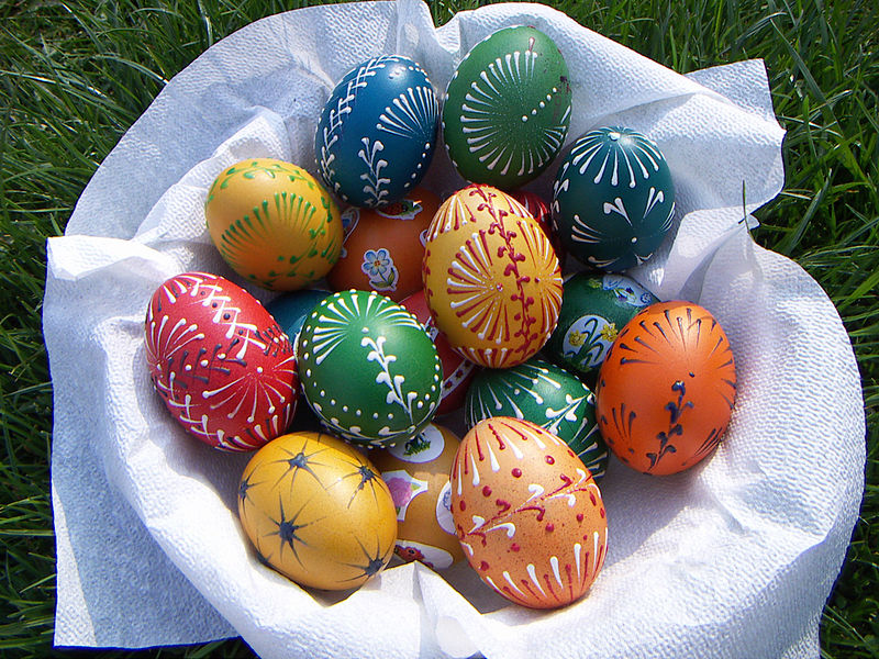 pulcini pasquali cesto uova colorate cartolina d'epoca Pasqua Ostern