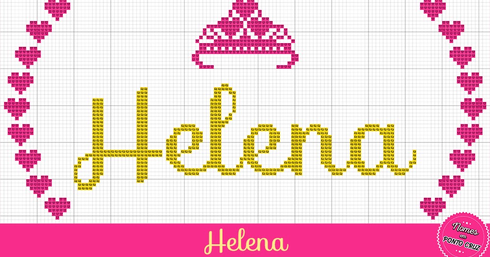 Nomes em Ponto Cruz: Nome Helena em Ponto Cruz – Gráfico Princesa - 01