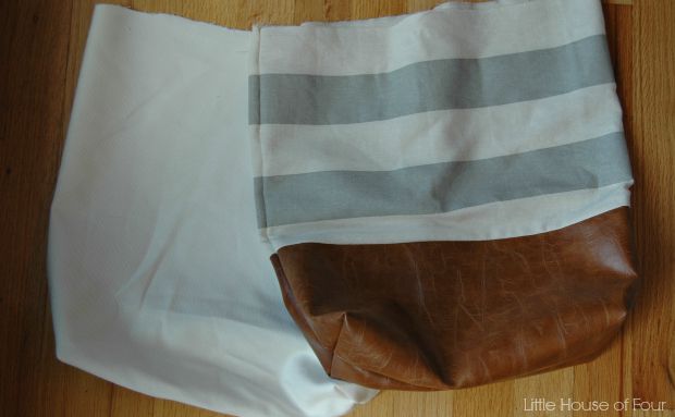 DIY Leather Bottom Fabric Tote - via Little House of Four