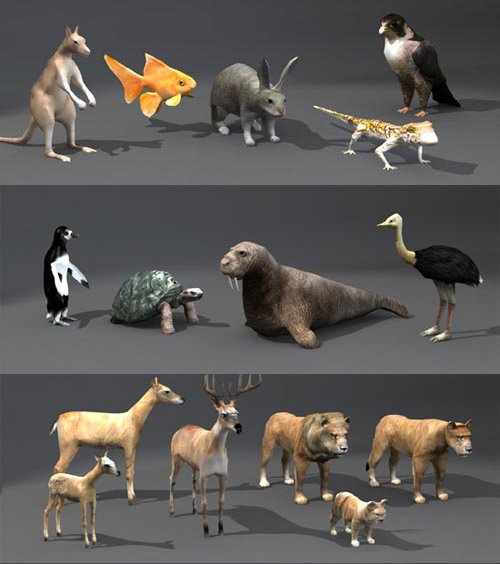 Art Of fx DOSCH 3D Lo Poly Animals contains 150 fully textured 3D