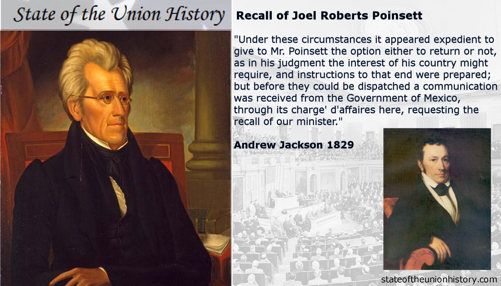 1829 Andrew Jackson Recalling Joel Roberts Poinsett State Of The Union History