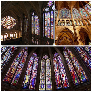 Vidrieras desde el interior de la Catedral de León, en León