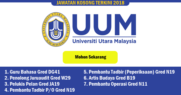 jawatan kosong 2018 universiti utara malaysia