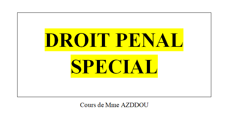 DROIT PENAL SPECIAL pdf | Cours de droit